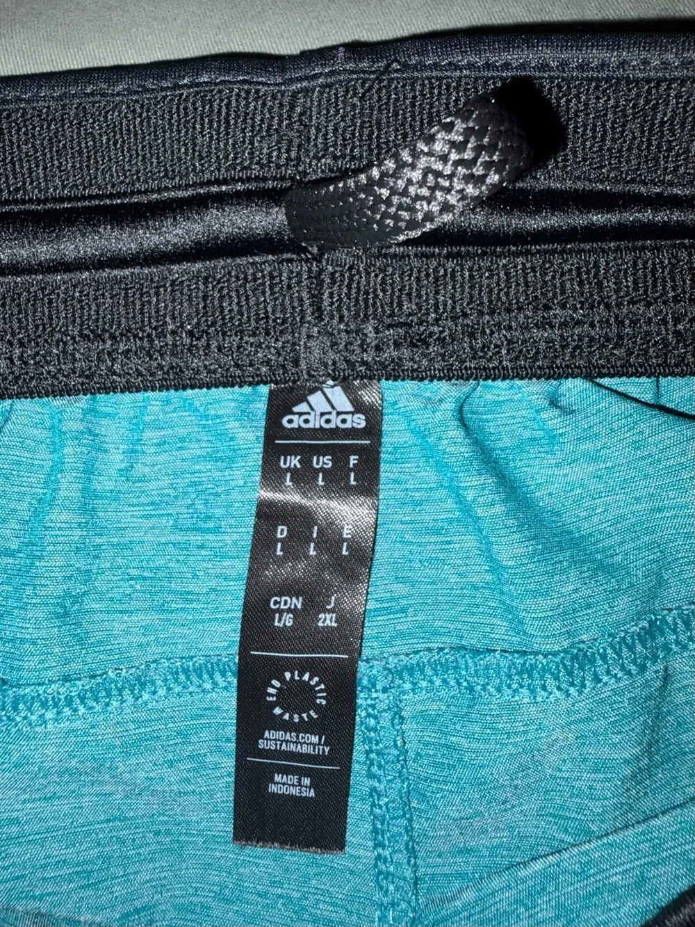 adidas Teal Athletic Shorts with Black Waistband